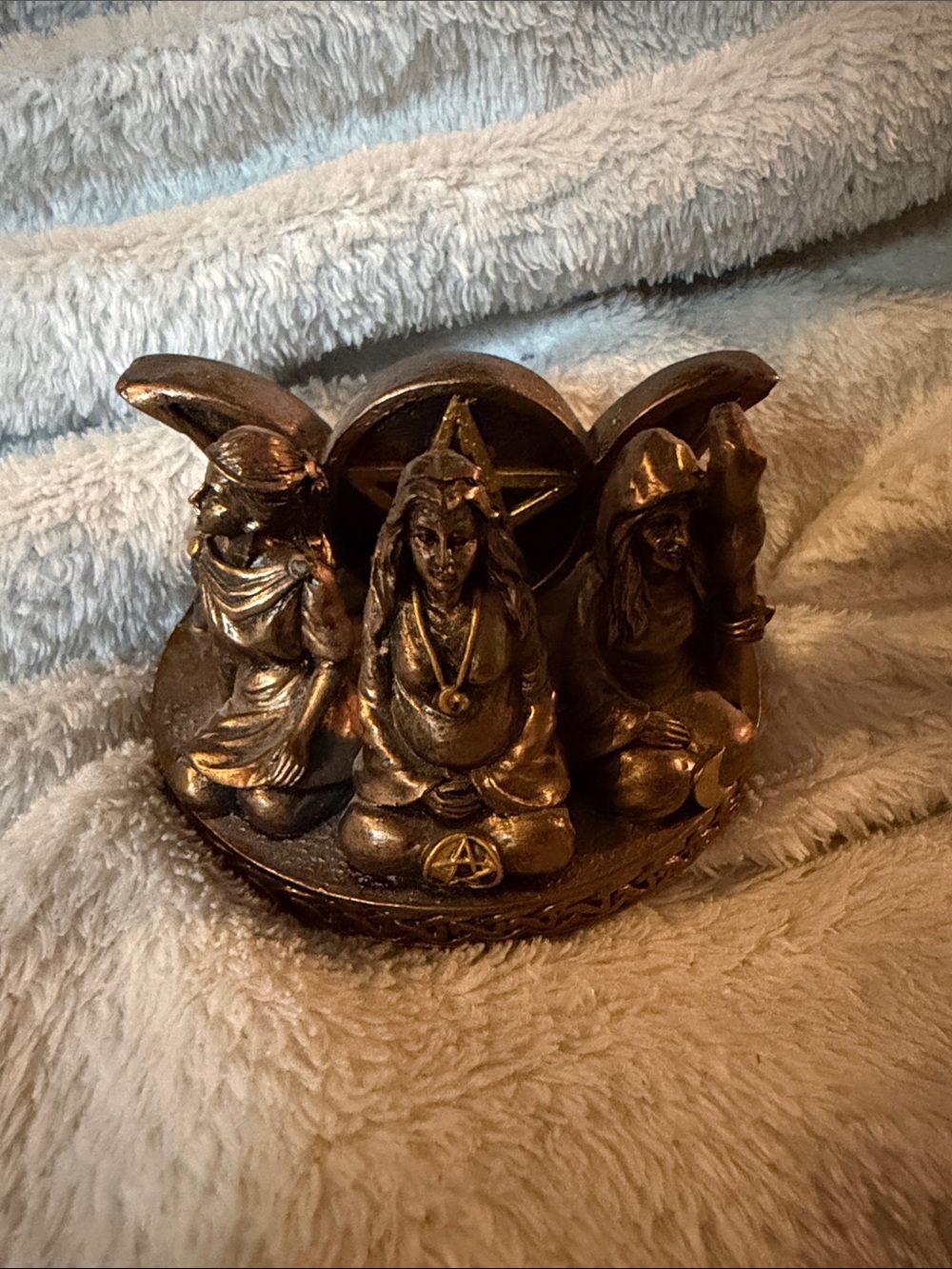 Bronze-Effect Triple Goddess Business Card Holder
